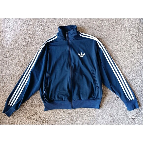 adidas Other - Adidas Track Jacket Mens Large Embroidered Navy Blue Full Zip Pockets Vintage